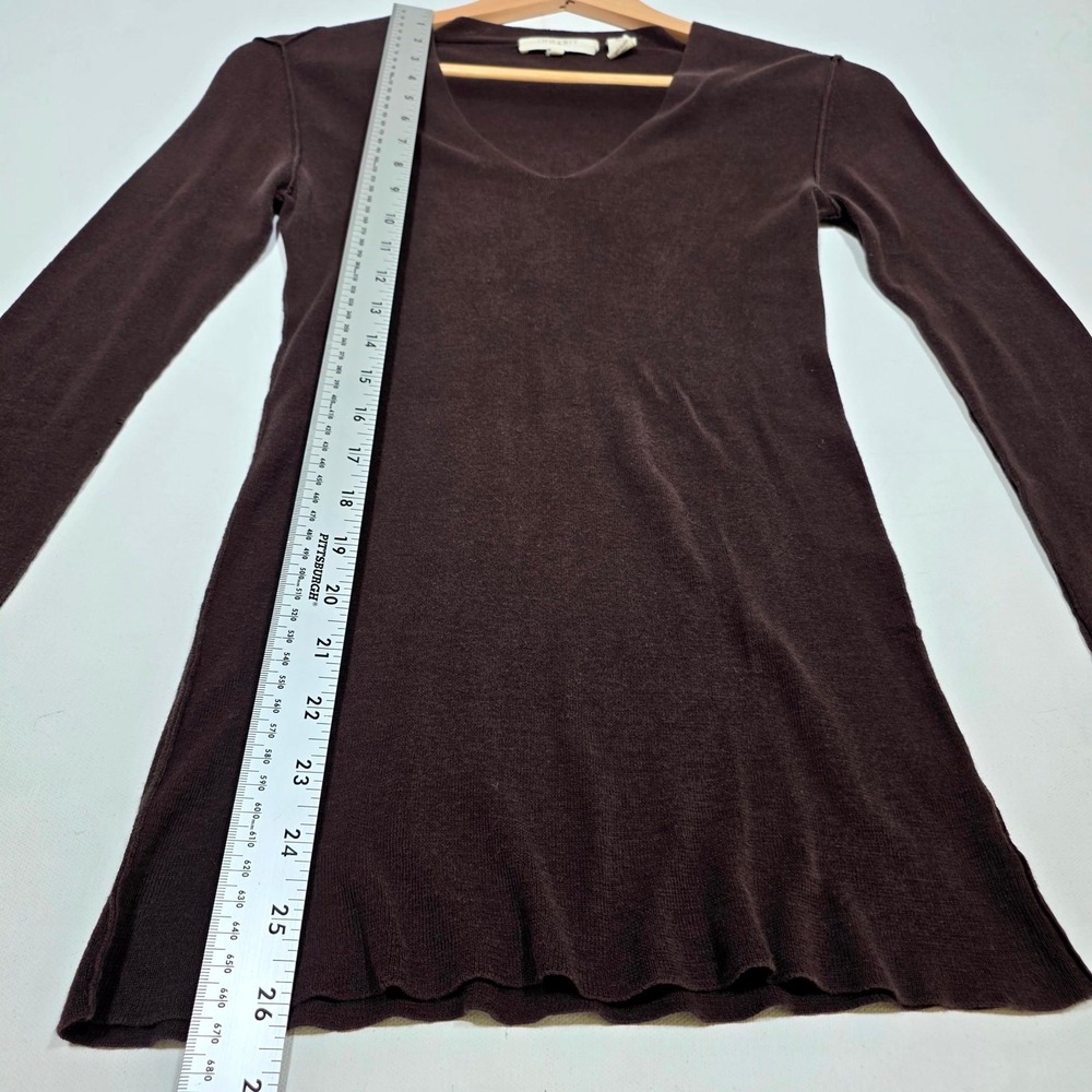 Inhabit V-Neck Sweater Womens Medium Brown Long Sleeve Slim Fit Minimalist Basic - Picture 3 of 6